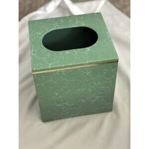Faux Marble Green & White Upright Tissue Box Cover Plastic